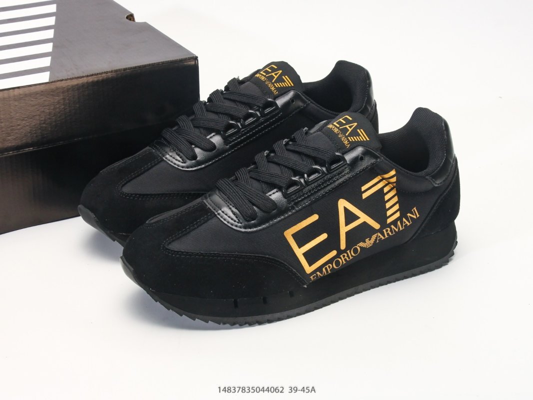 Emporio Armani EA7 Low Top Lace-Up Sneaker Black Gold view