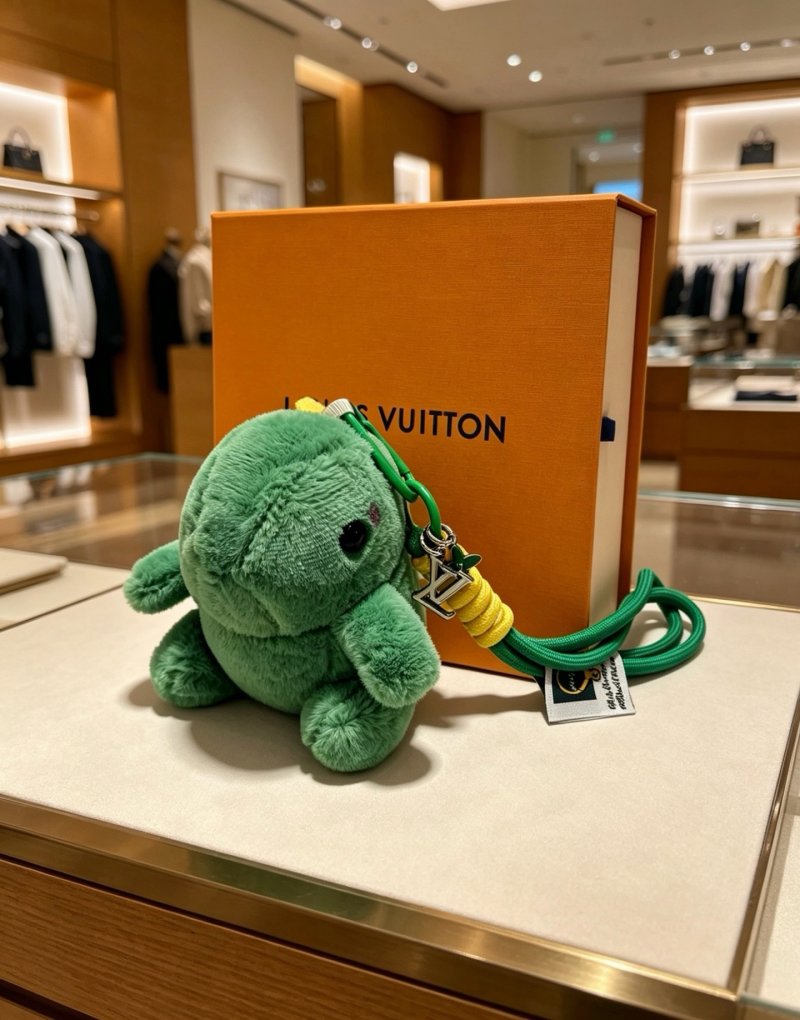 LV Anger Forest Plush Frog Keychain Charm - Green view