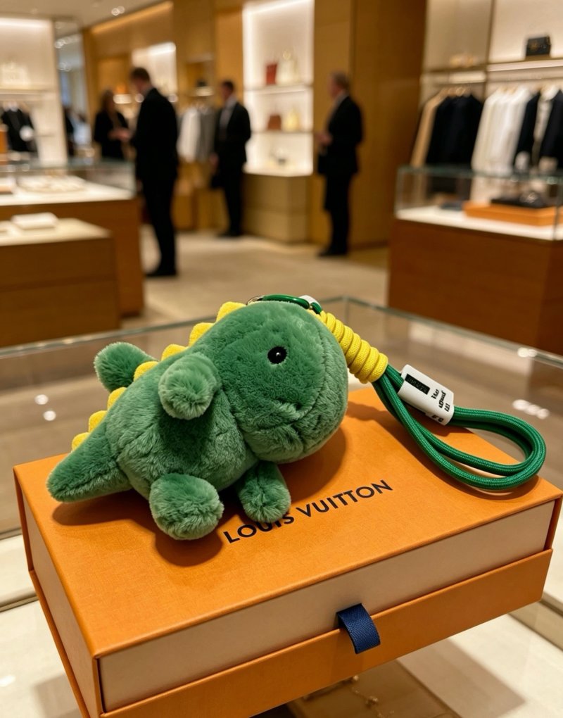 LV Anger Forest Plush Frog Keychain Charm - Green view