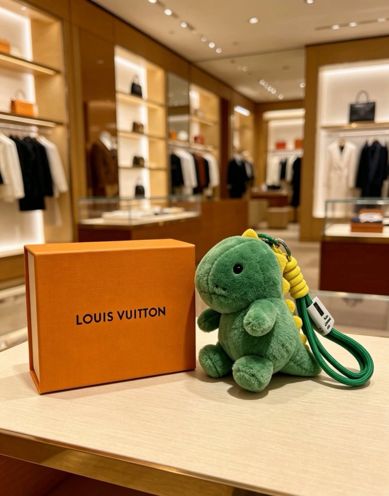 LV Anger Forest Plush Frog Keychain Charm - Green view