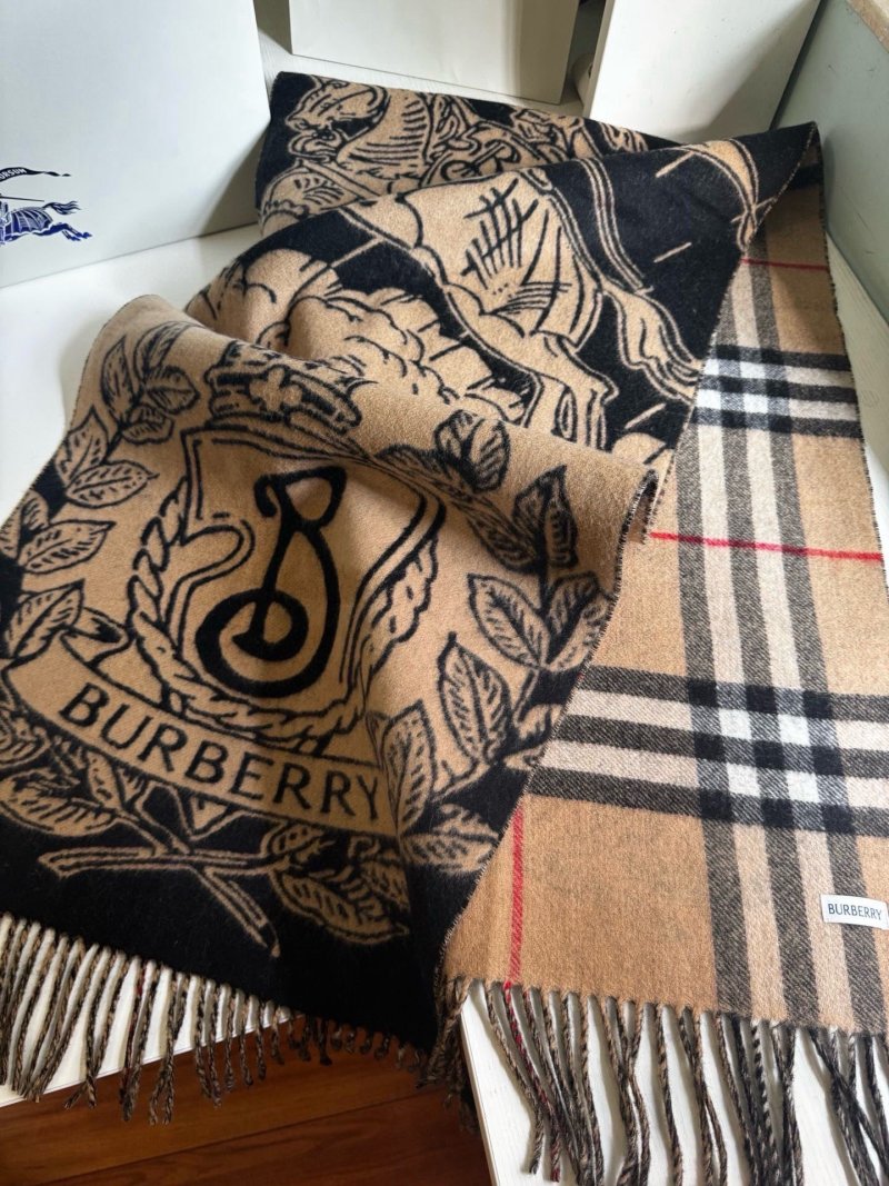 Burberry Storm Knight EKD Reversible Cashmere Scarf Beige view