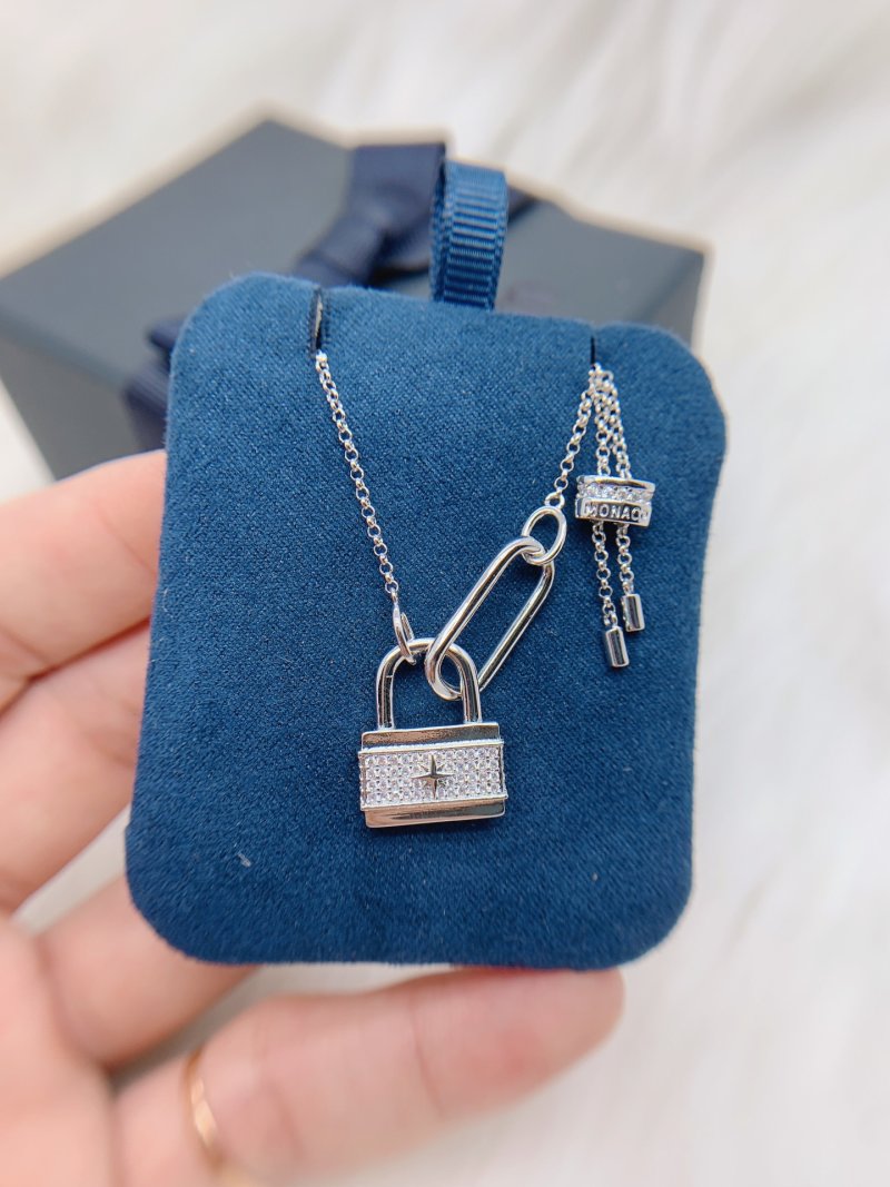 APM Monaco Baby Love Lock Heart Pendant Silver Necklace