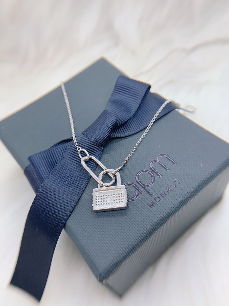 APM Monaco Baby Love Lock Heart Pendant Silver Necklace view