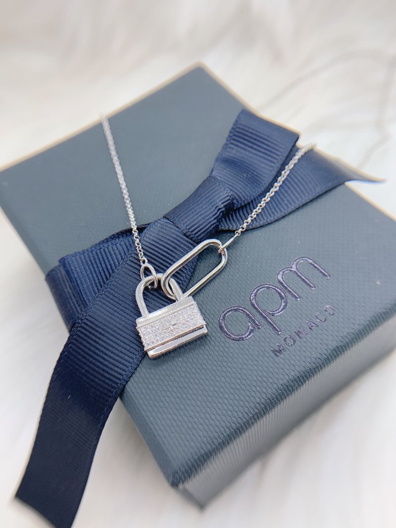 APM Monaco Baby Love Lock Heart Pendant Silver Necklace view