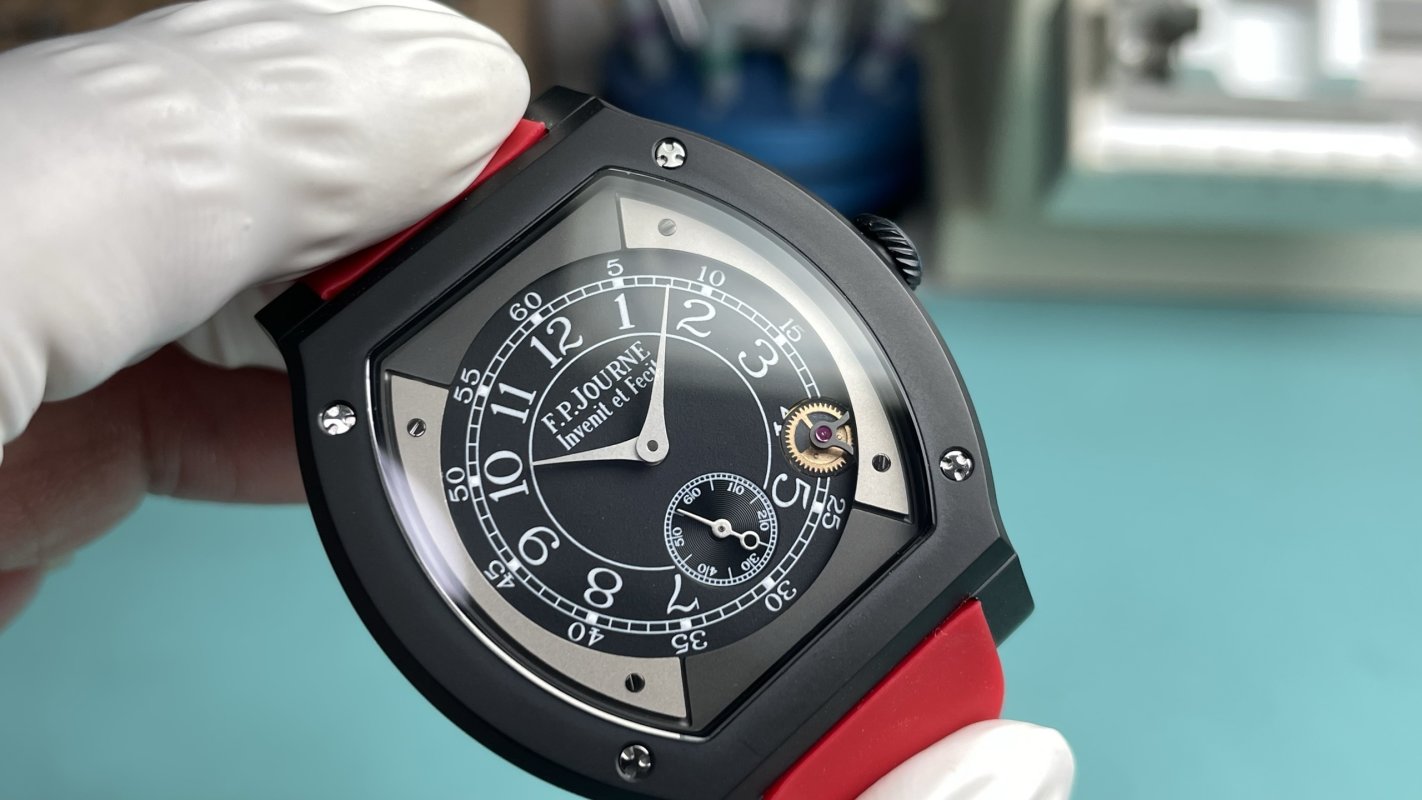 F.P. Journe Élégante 48mm Flat Tortue UA Replica - Black Dial Red Rubber view