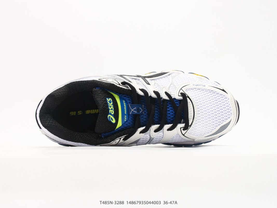 Asics Gel-Nimbus 16 White Black Blue Yellow Low-Top Running Shoe view