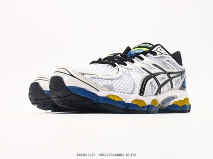 Asics Gel-Nimbus 16 White Black Blue Yellow Low-Top Running Shoe view 5
