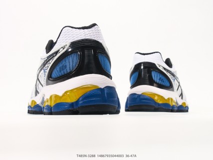 Asics Gel-Nimbus 16 White Black Blue Yellow Low-Top Running Shoe view 6