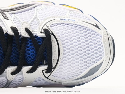 Asics Gel-Nimbus 16 White Black Blue Yellow Low-Top Running Shoe view 8
