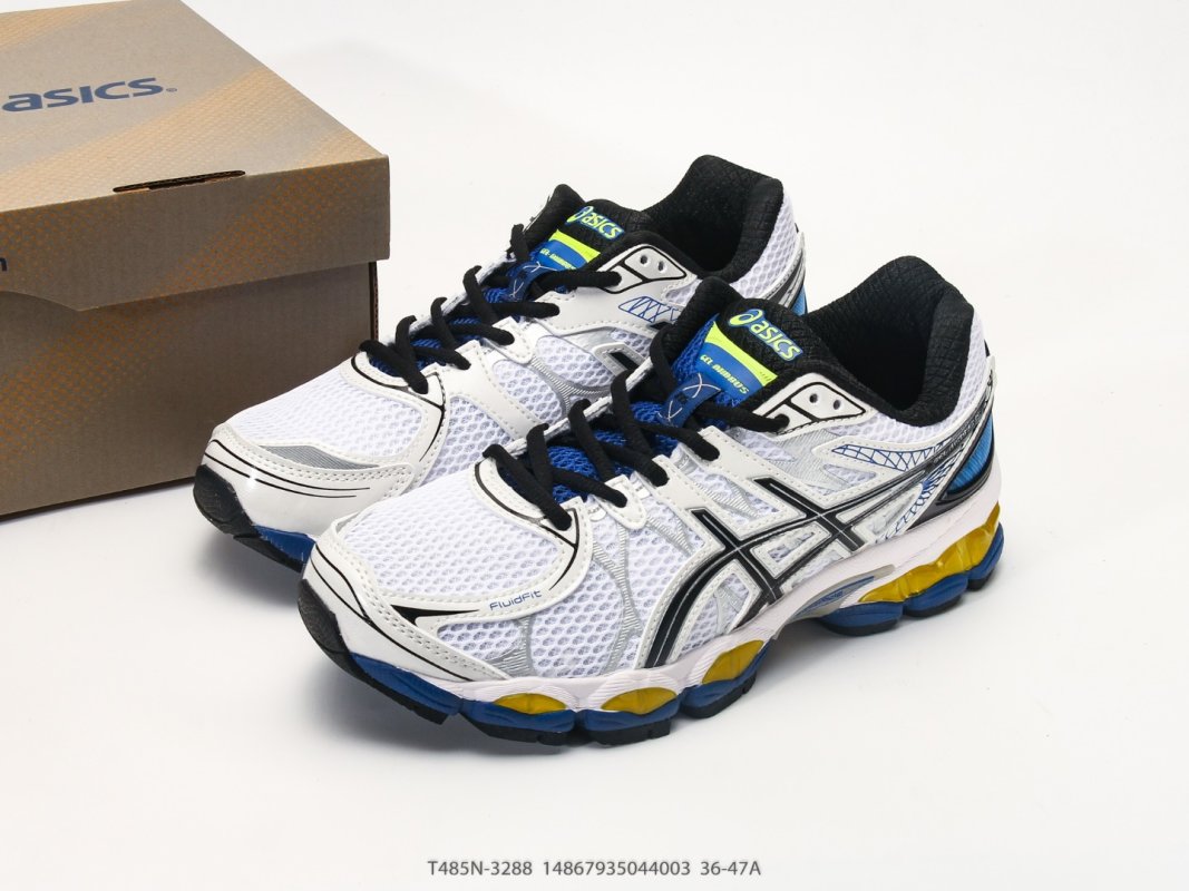 Asics Gel-Nimbus 16 White Black Blue Yellow Low-Top Running Shoe view