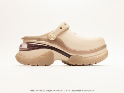 Crocs Classic Clog Platform Beige Latte Metal Charm Jibbitz Beach Slide view 2
