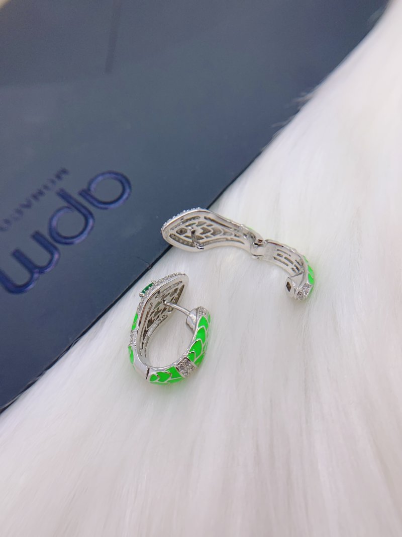 APM Monaco Fluorescent Green Snake Circle Earrings UA Replica view