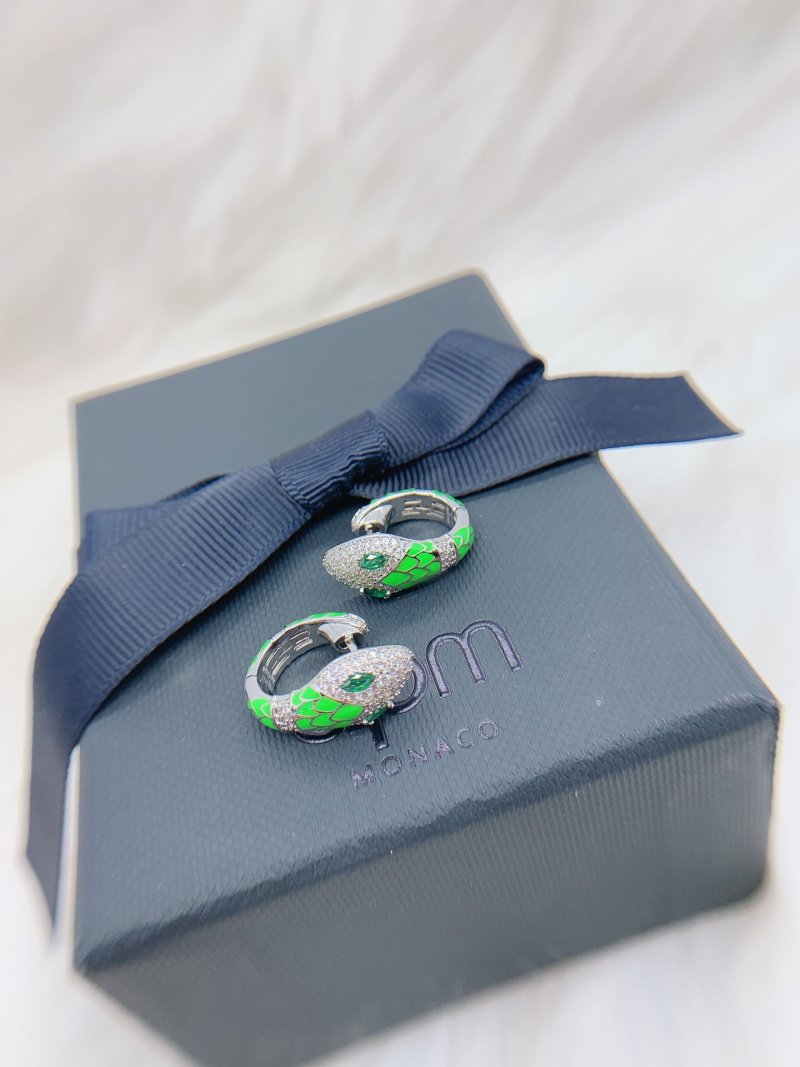 APM Monaco Fluorescent Green Snake Circle Earrings UA Replica view