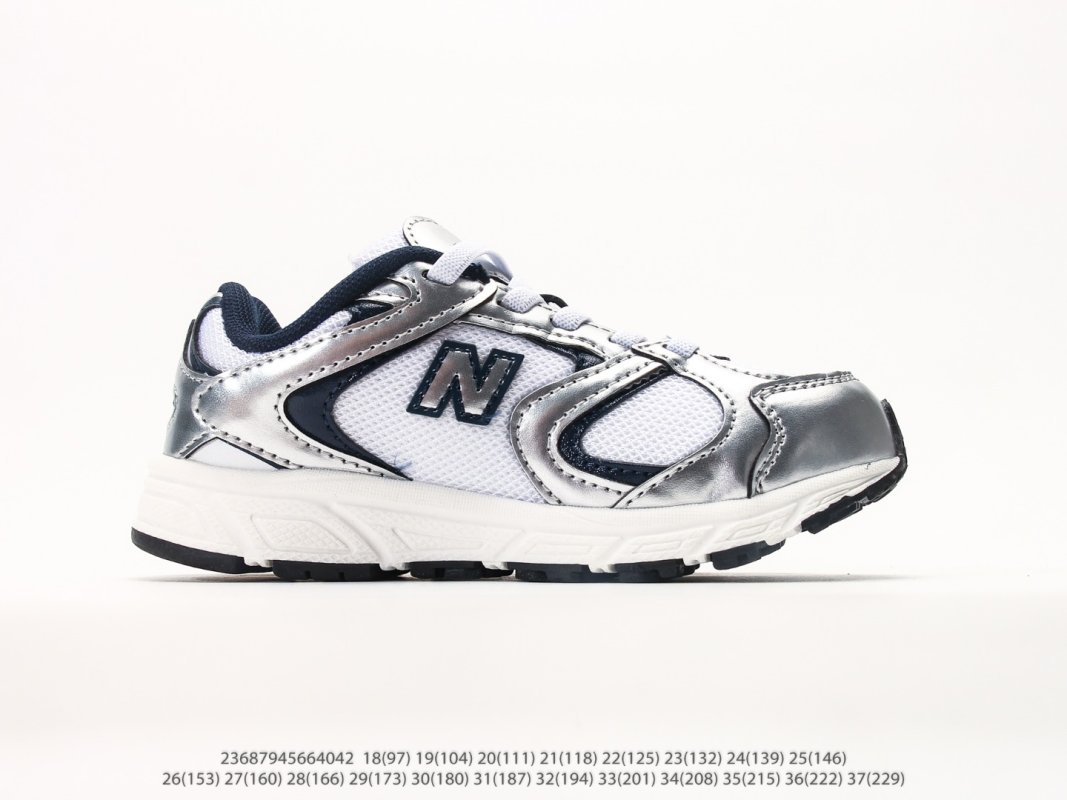 New Balance 408 Kids White Navy Retro Running Shoes view