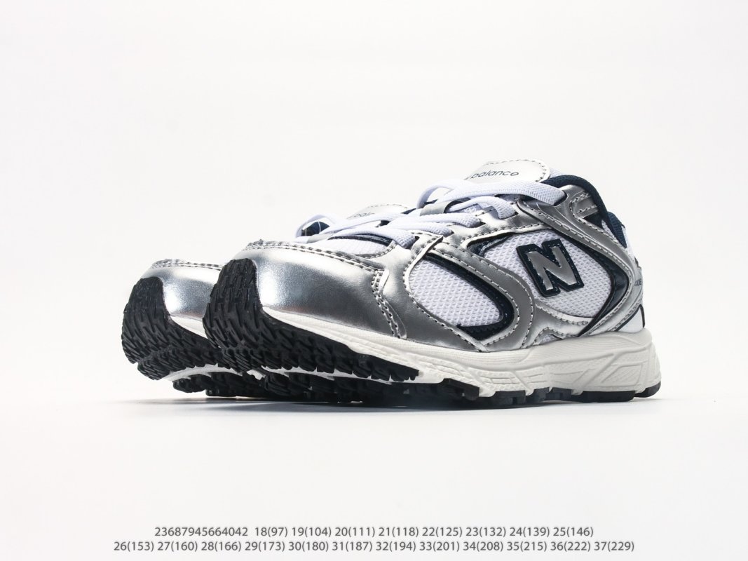 New Balance 408 Kids White Navy Retro Running Shoes view
