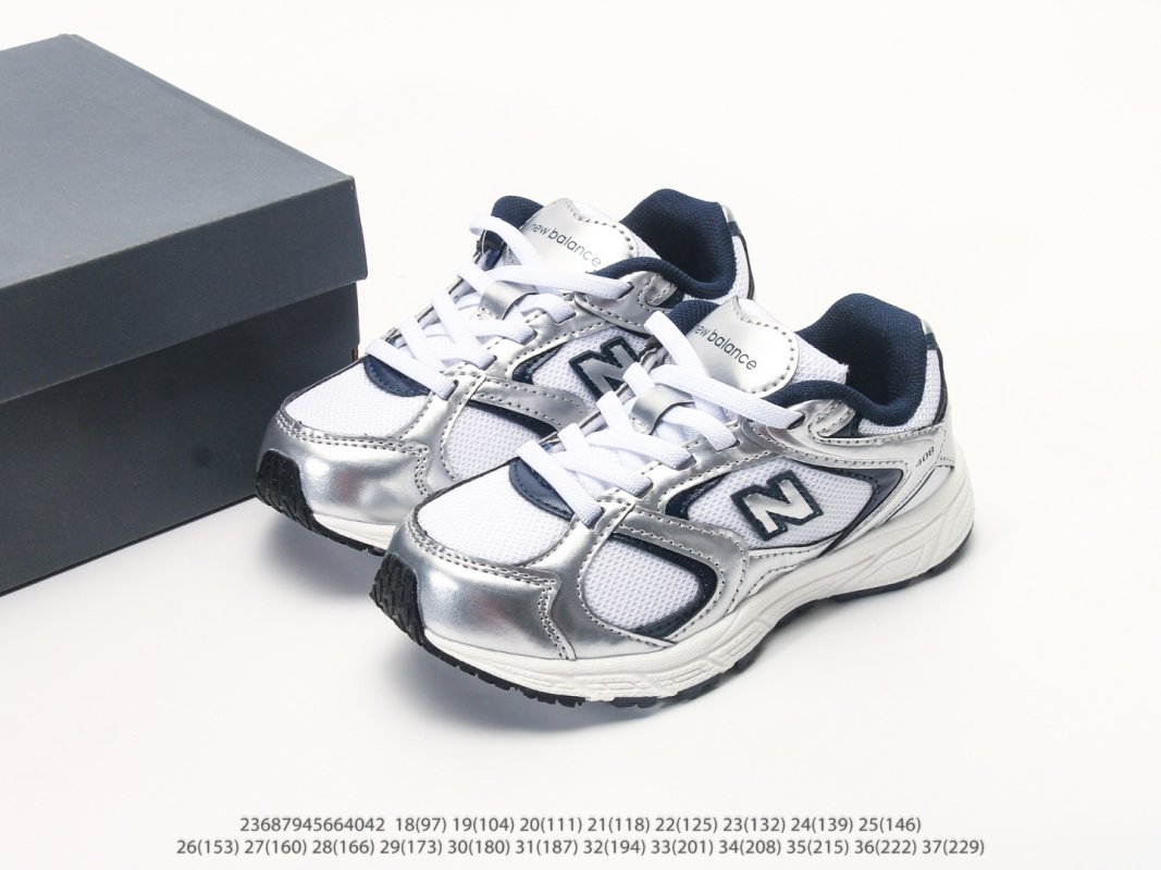 New Balance 408 Kids White Navy Retro Running Shoes view