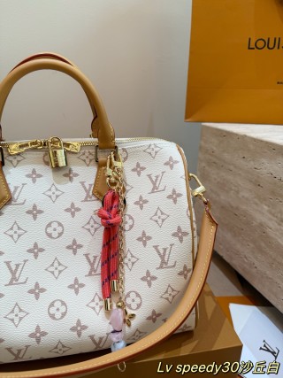 Louis Vuitton Speedy 30 Monogram Canvas Handbag White view 2