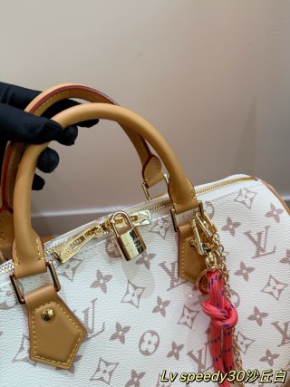Louis Vuitton Speedy 30 Monogram Canvas Handbag White view 3