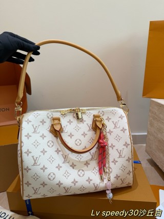 Louis Vuitton Speedy 30 Monogram Canvas Handbag White view 4