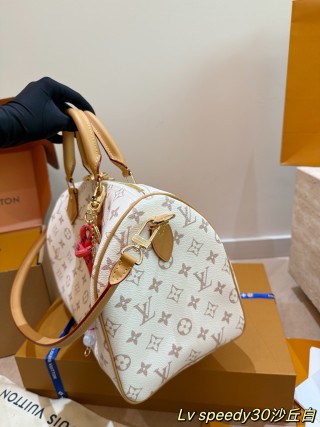 Louis Vuitton Speedy 30 Monogram Canvas Handbag White view 5