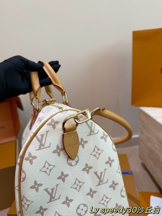 Louis Vuitton Speedy 30 Monogram Canvas Handbag White view 6