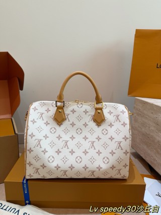 Louis Vuitton Speedy 30 Monogram Canvas Handbag White view 7