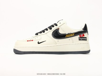 Nike Air Force 1 Low Cream Black Swoosh Casual Sneaker