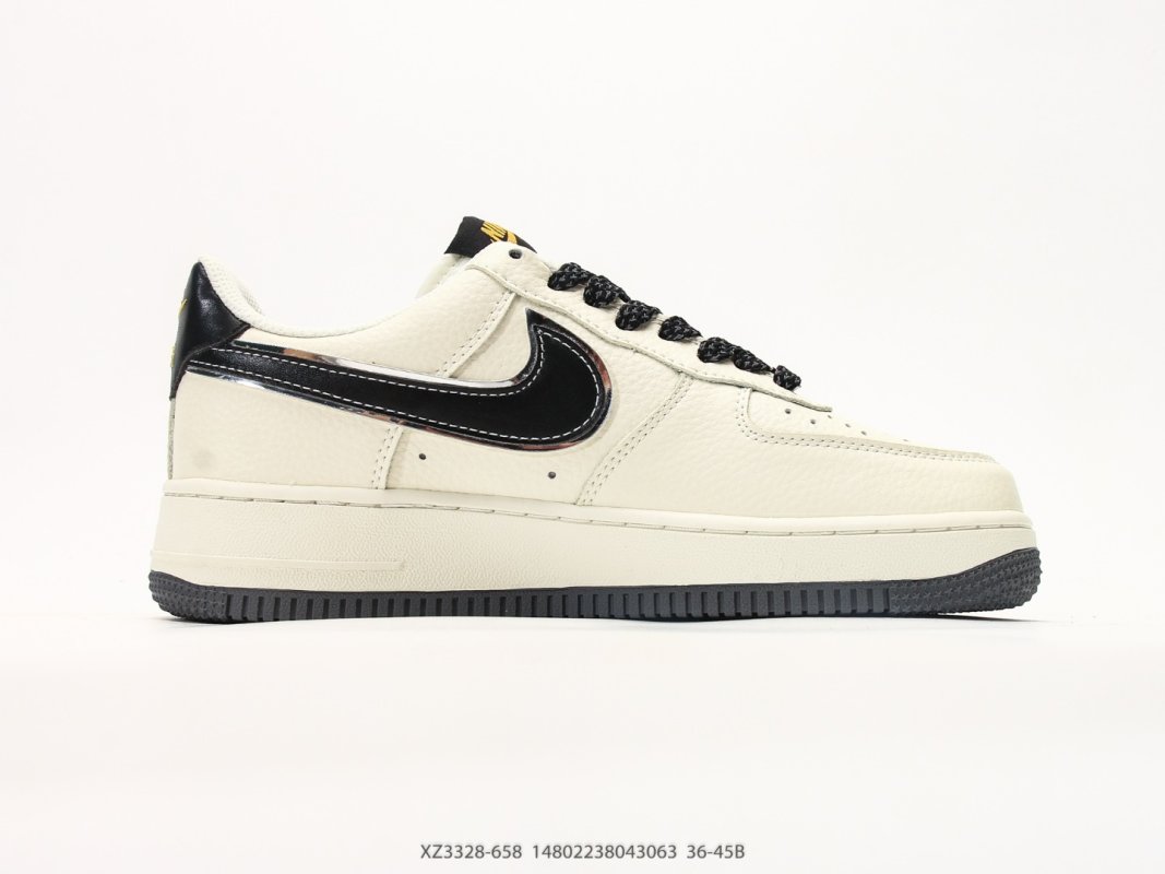 Nike Air Force 1 Low Cream Black Swoosh Casual Sneaker view
