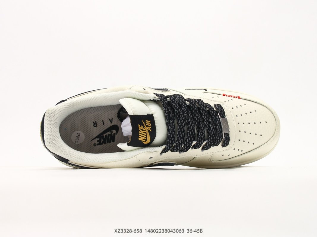 Nike Air Force 1 Low Cream Black Swoosh Casual Sneaker view