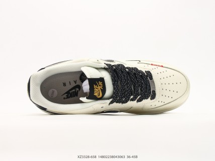 Nike Air Force 1 Low Cream Black Swoosh Casual Sneaker view 3