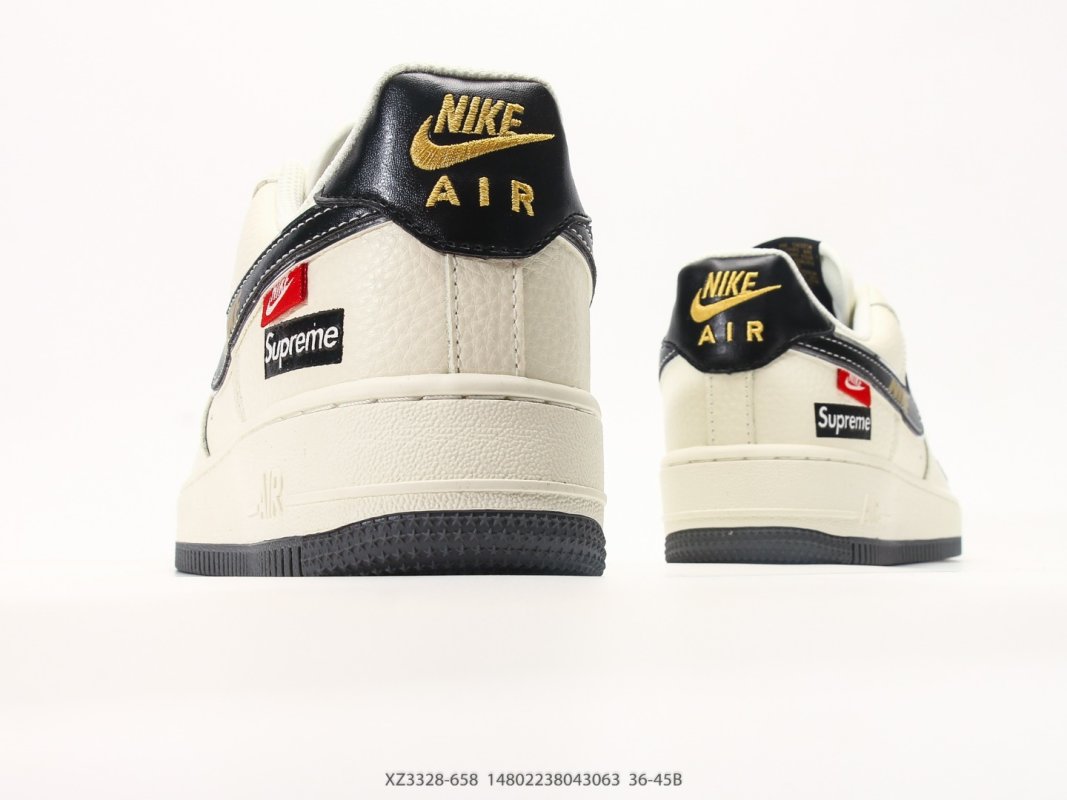 Nike Air Force 1 Low Cream Black Swoosh Casual Sneaker view