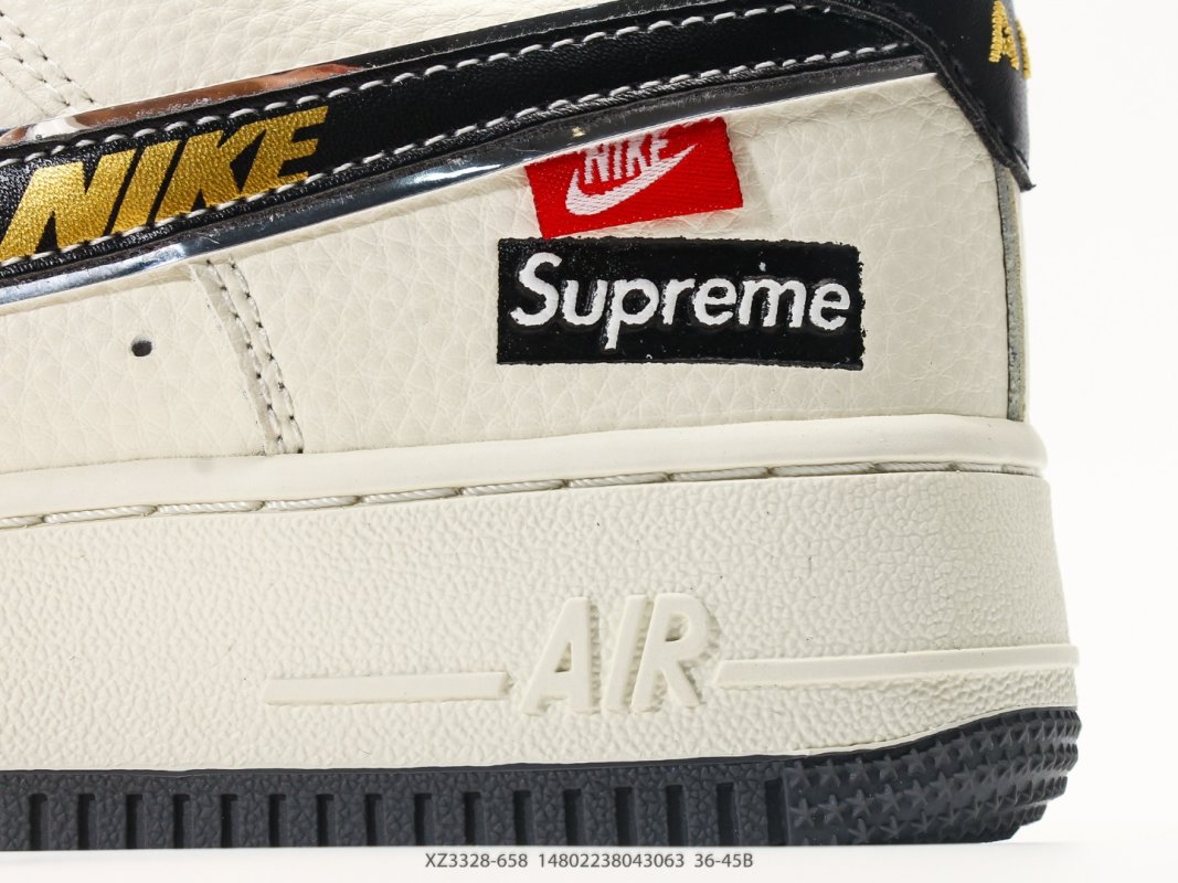 Nike Air Force 1 Low Cream Black Swoosh Casual Sneaker view