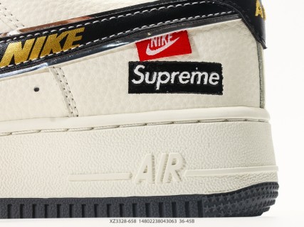 Nike Air Force 1 Low Cream Black Swoosh Casual Sneaker view 7
