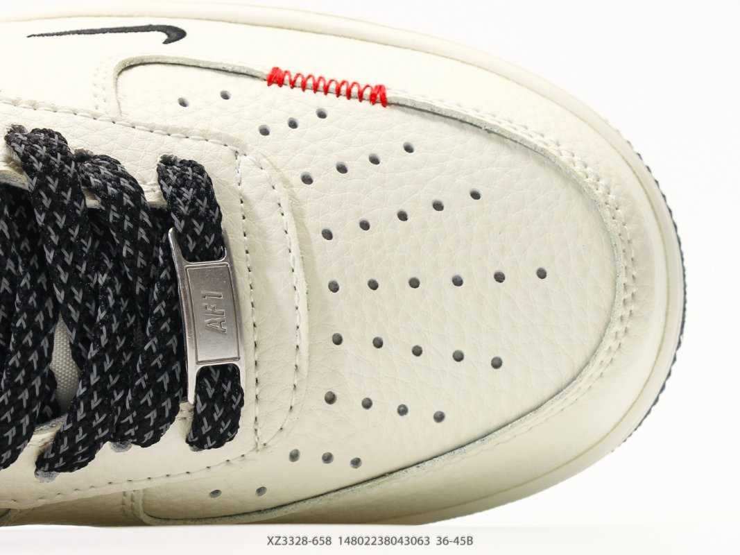 Nike Air Force 1 Low Cream Black Swoosh Casual Sneaker view