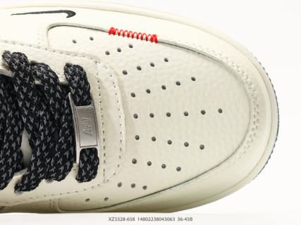 Nike Air Force 1 Low Cream Black Swoosh Casual Sneaker view 8