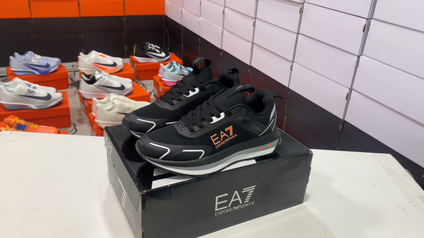 Emporio Armani EA7 Nylon Low Top Sneaker Black Orange