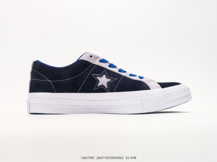 Converse One Star Suede Navy White Blue Low Top view 2