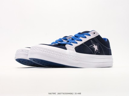 Converse One Star Suede Navy White Blue Low Top view 5