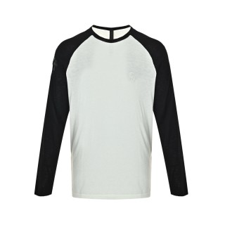 Chrome Hearts Cross Leather Colorblock Long Sleeve Knit Sweater Black White