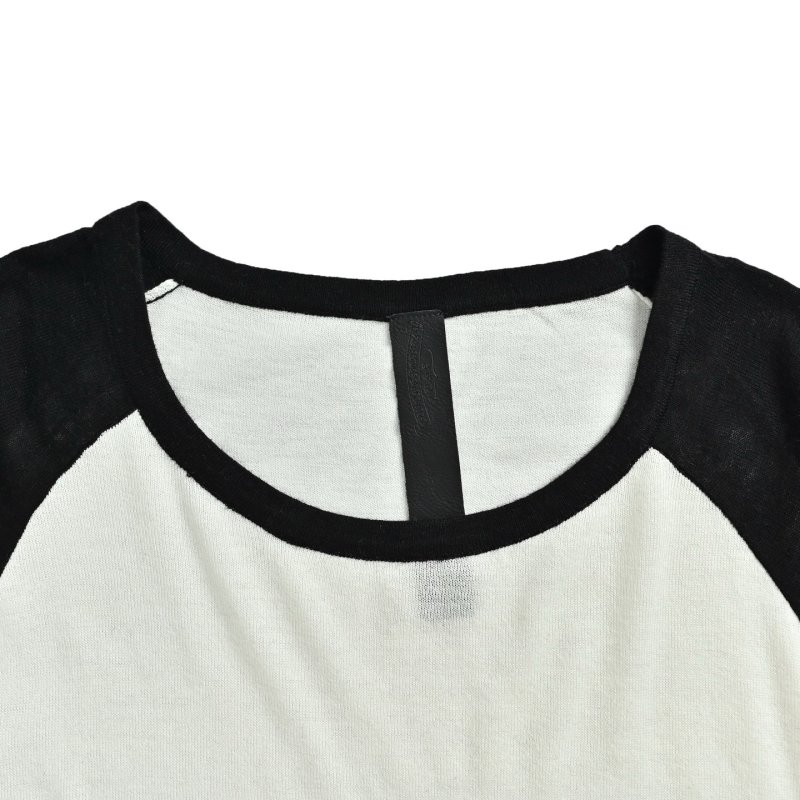 Chrome Hearts Cross Leather Colorblock Long Sleeve Knit Sweater Black White view