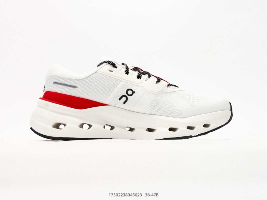 On Cloudmonster 3 White Red Black Low-Top Running Shoe view