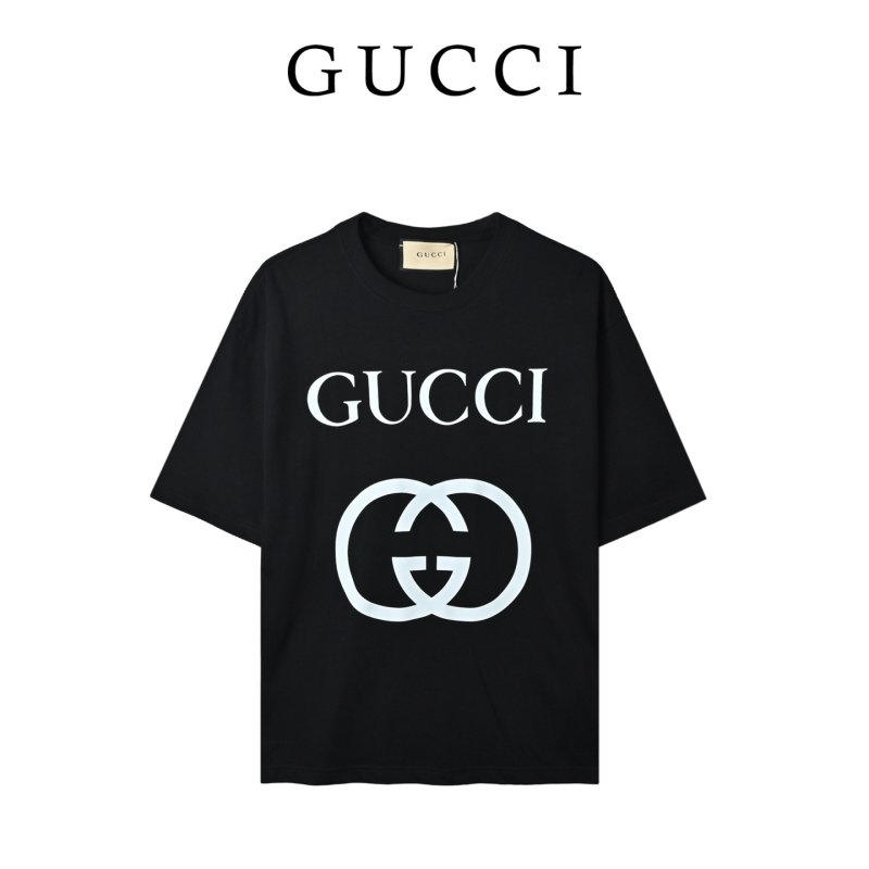 Gucci Classic GG Interlocking Print Black Short Sleeve T-Shirt