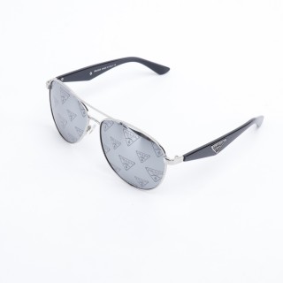 Prada Triangle Logo All-Over Print Aviator Sunglasses Silver view 3