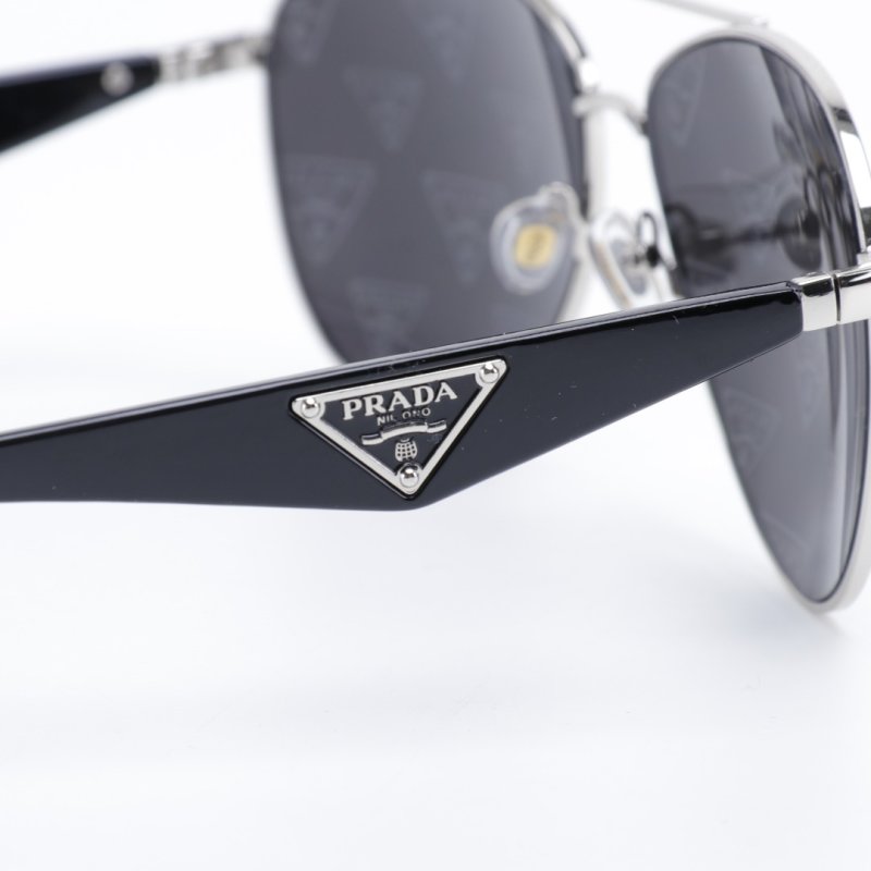 Prada Triangle Logo All-Over Print Aviator Sunglasses Silver view