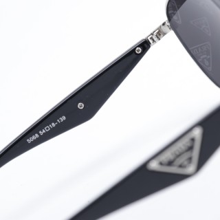 Prada Triangle Logo All-Over Print Aviator Sunglasses Silver view 7