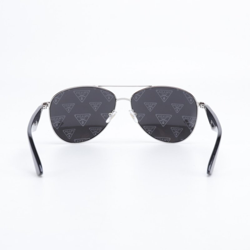 Prada Triangle Logo All-Over Print Aviator Sunglasses Silver view