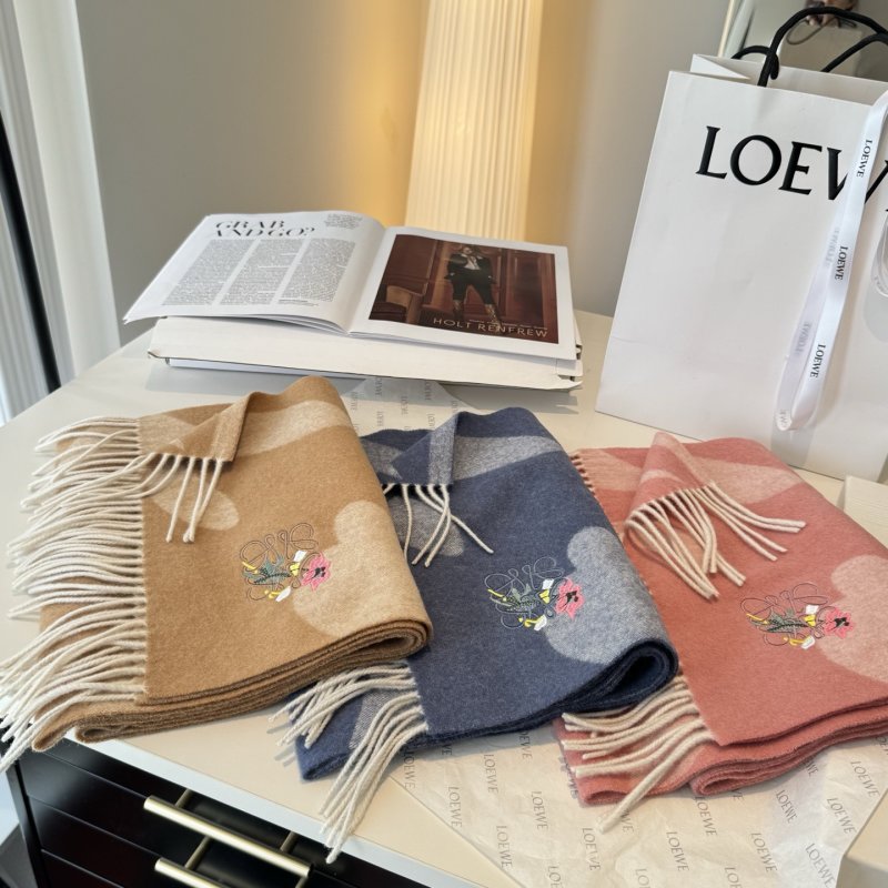 Loewe Anagram Reversible Cashmere Scarf Beige Taupe view