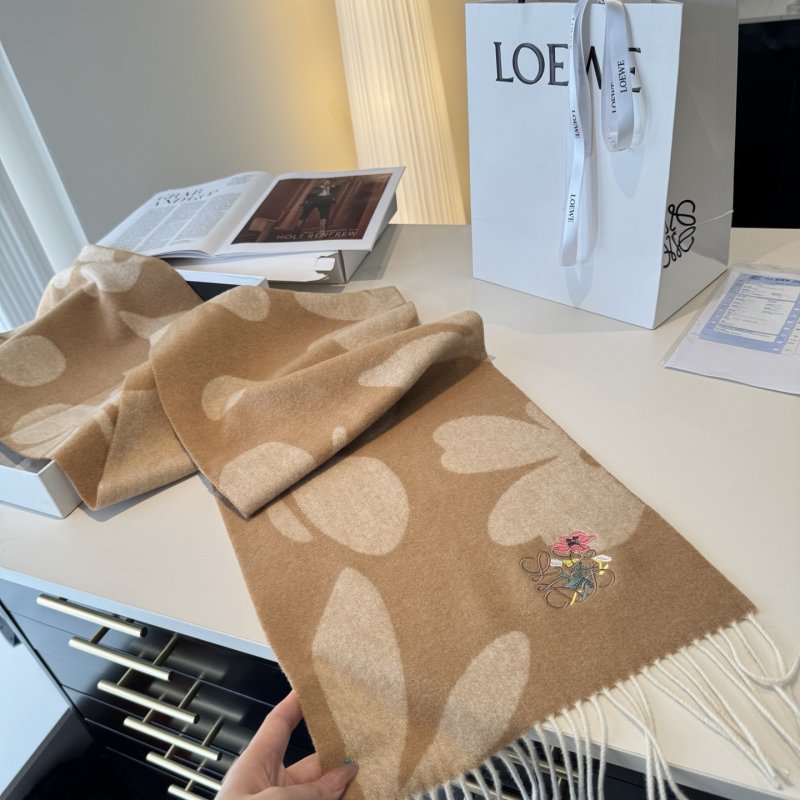 Loewe Anagram Reversible Cashmere Scarf Beige Taupe view