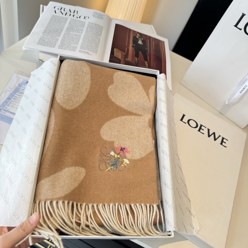Loewe Anagram Reversible Cashmere Scarf Beige Taupe view