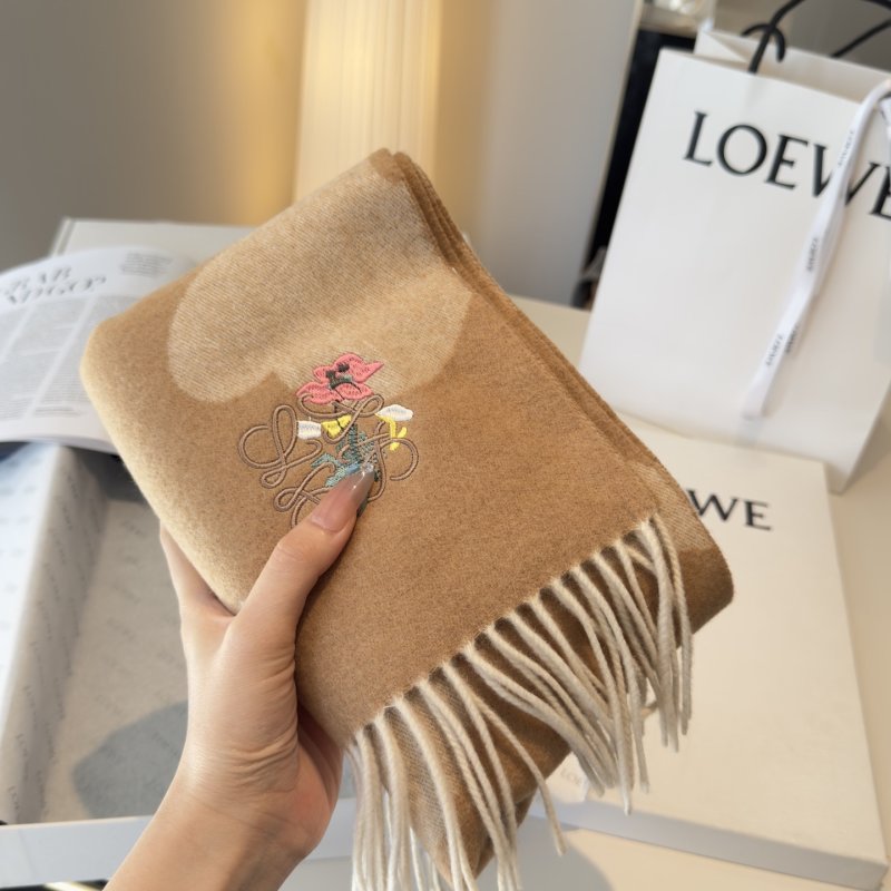 Loewe Anagram Reversible Cashmere Scarf Beige Taupe view
